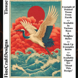 Crane Oove Waves unter Red Sun DQ9L Decoupage Seidenpapier