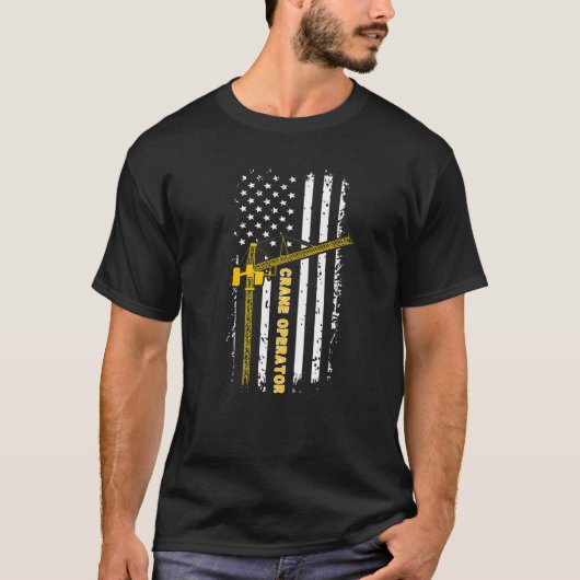 Crane Operator American Flag Crane Driver Week T-Shirt (Vorderseite)
