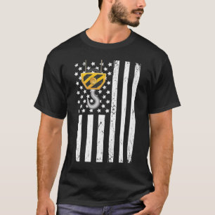 Crane Operator Vintag USA Flag Crane Driver USA F T-Shirt