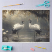 Crane Pair in einem Misty-Marsh-Dekoupage Seidenpapier (Basteln)