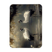Crane Pair in einem Misty Marsh Flexible Magnet (Vertikal)
