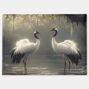 Crane Pair in einem Misty-Sumpf Magnet