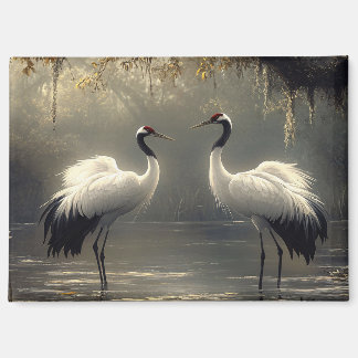 Crane Pair in einem Misty-Sumpf Magnet