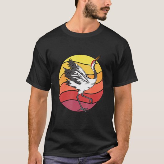 Crane Retro Sunset Bird Cranes T-Shirt (Vorderseite)