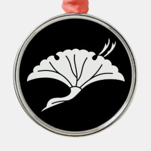 Crane-shaped ginkgo leaf silbernes ornament