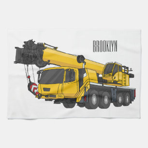 Crane truck cartoon illustration geschirrtuch