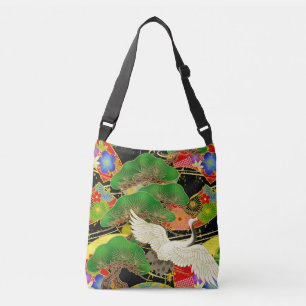 Crane und Bonsai Kimono inspiriert japanisches Gew Tragetaschen Mit Langen Trägern
