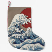 Crane und japanische Wave Illustration Traditionel Kleiner Weihnachtsstrumpf (Vorderseite)