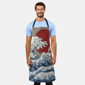Crane und japanische Wave Illustration Traditionel Schürze (Getragen)