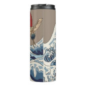Crane und japanische Wave Illustration Traditionel Thermosbecher (Rückseite)