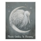 Crane-Vogel-Baby schläft auf dem Mond Poster (Vorderseite)