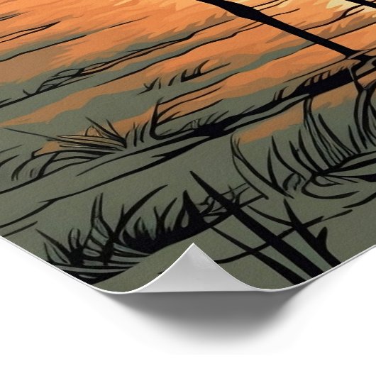 Crane Wall Poster, Art Illustration Poster (Ecke)