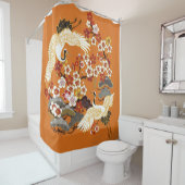 CRANES AND COLOR SAKURA. Colorful floral seamless Duschvorhang (Beispiel)