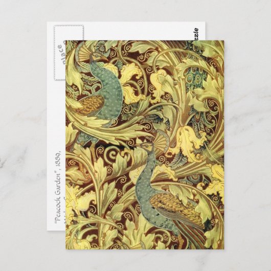 Cranes Art Nouveau Peacock Garden Postkarte (Vorne/Hinten)