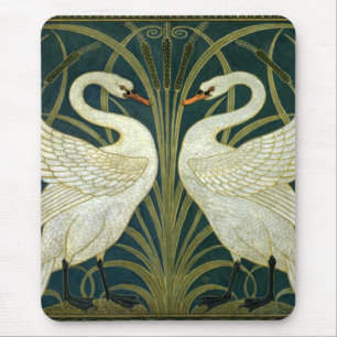 Cranes Art Nouveau Swans Mousepad