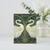 Cranes Art Nouveau Swans Postkarte (Stehend Vorderseite)