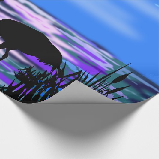 Cranes Bird Wrapping Paper Lake Sunset Geschenkpapier (Ecke)
