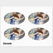 Cranes Engel des Friedens - Weihnachten Ovaler Aufkleber (Blatt)