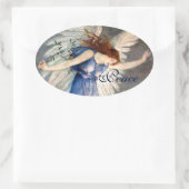 Cranes Engel des Friedens - Weihnachten Ovaler Aufkleber (Tasche)