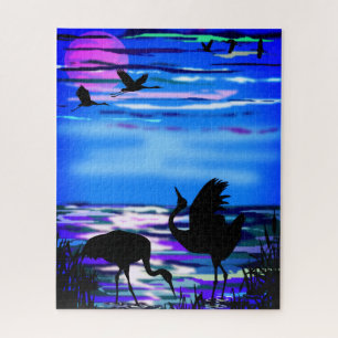 Cranes Liebe Dance - Romantik - Sunset - Beauty Puzzle