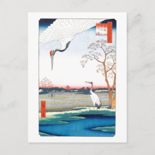 Cranes Minowa Kanasugi Mikawashima Hiroshige Fine Postkarte