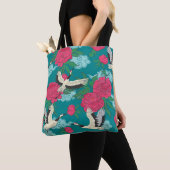 Cranes Peonies: Vintage Blumengrafiken Tasche (Von Nahem)
