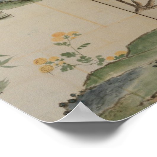 Cranes, Pines, and Bamboo Poster (Ecke)