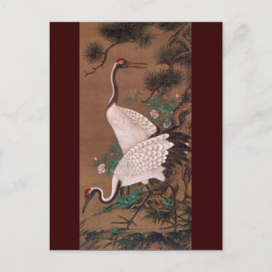 Cranes, Watanabe Shuseki, japanische Kunst Postkarte
