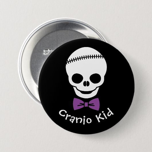Cranio Kid Boy Skull mit Lila Bowtie Button (Vorne & Hinten)