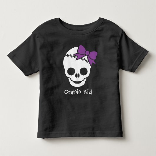 Cranio Kid Girl Skull mit Lila Bow Kleinkind T-shirt (Vorderseite)