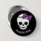 Cranio Kid Girl Skull mit Lila Bowtie Button (Vorne & Hinten)