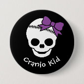 Cranio Kid Girl Skull mit Lila Bowtie Button (Vorderseite)