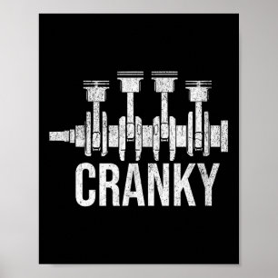 Cranky Auto Motor Kurbelwelle Autos Liebhaber Mech Poster
