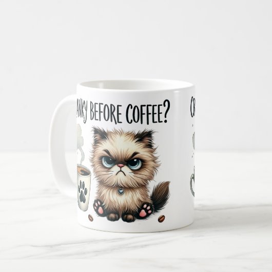 Cranky Before Coffee, Grumpy Cat Kaffeetasse (Vorderseite Links)