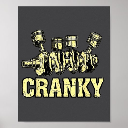 Cranky Car Engine Crankshaft Fathers Day Dad Men H Poster (Vorne)