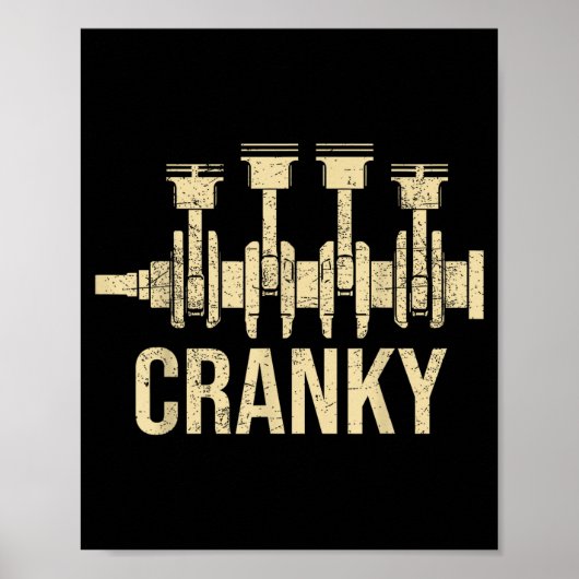 Cranky Car Engine Crankshaft Lover Mechanics Fathe Poster (Vorne)
