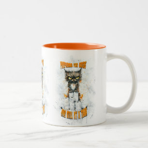 Cranky Cat Hoarding for a Crisis Zweifarbige Tasse