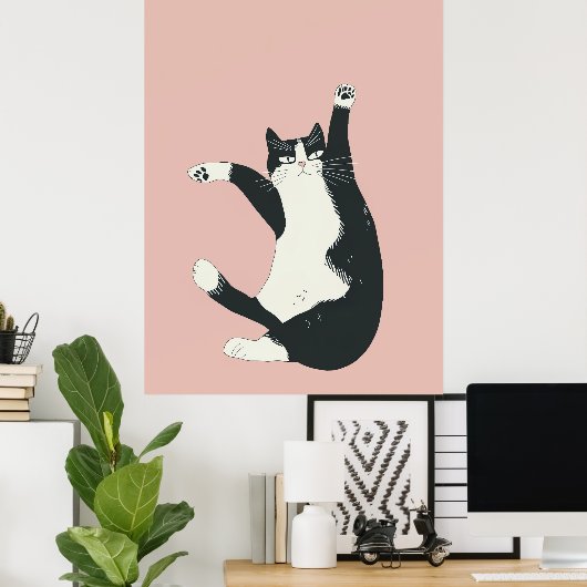 Cranky Cat Print | Funny and Quirky Cat Art Poster (Heimbüro)