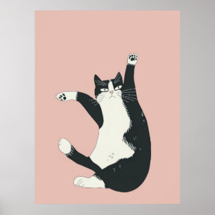 Cranky Cat Print   Funny and Quirky Cat Art Poster