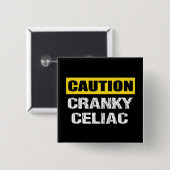 Cranky Celiac Warning Sign Spaß Button (Vorne & Hinten)