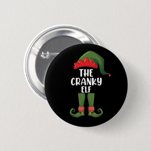 Cranky Elf Family Matching Group Weihnachten Button (Vorne & Hinten)