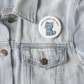 Cranky Grey Tabby Cat Custom Text Button (Beispiel)