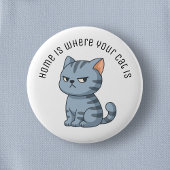 Cranky Grey Tabby Cat Custom Text Button