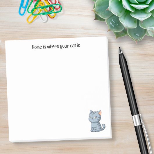 Cranky Grey Tabby Cat Custom Text Post-it Klebezettel
