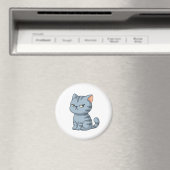 Cranky Grey Tabby Cat Magnet (In Situ (Geschirrspüler))