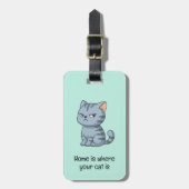 Cranky Grey Tabby Cat Quote Green Gepäckanhänger (Vorderseite vertikal)