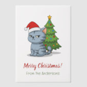 Cranky Grey Tabby Cat Red Hat Christmas Insert Pergament Einladungen (Vorderseite)