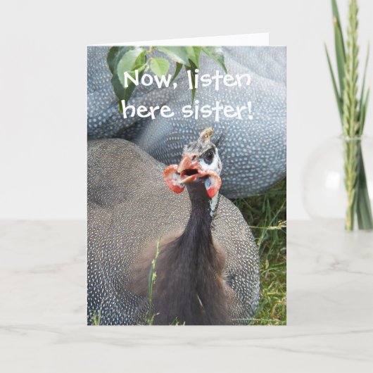 Cranky Guinea Fowl Foto Funny Birthday Karte (Vorderseite)