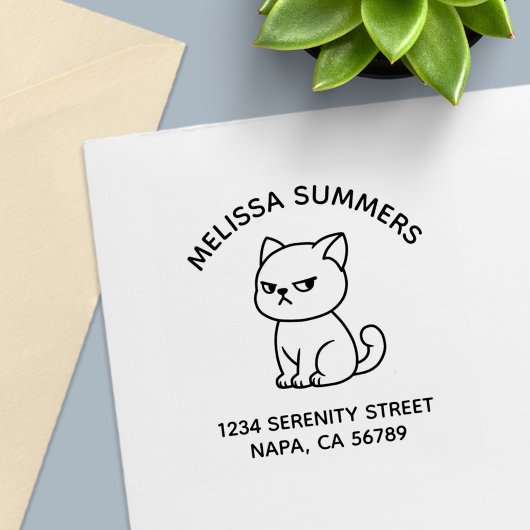 Cranky Moody Cat Arch Address Permastempel