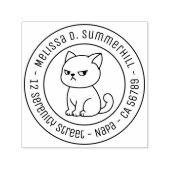 Cranky Moody Cat Round Address Permastempel (Design)